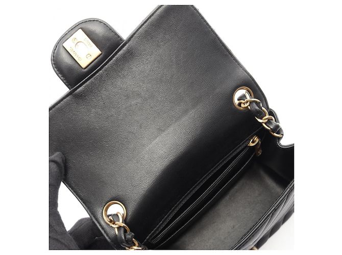 Borsa a spalla mini Chanel Chevron V-Stitch Nero - vista 6