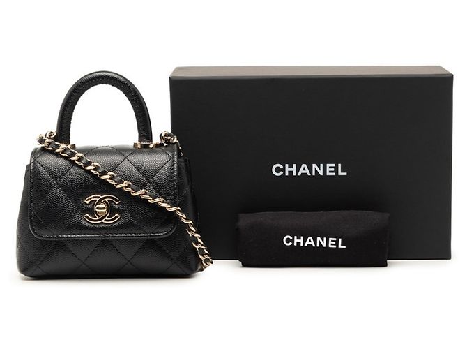 Borsa micro Coco Handle Matelassé di Chanel Nero - vista 7
