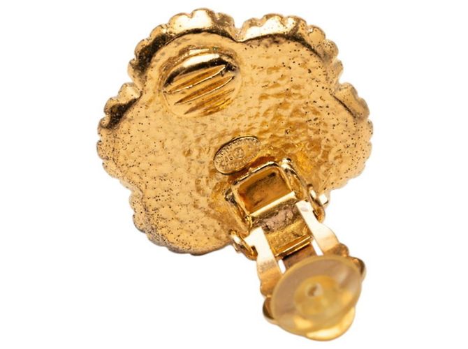 Vintage Chanel Ohrringe mit Coco Mark Blumenmotiv Golden - Ansicht 3