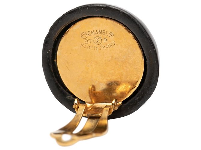Orecchini a clip in metallo smaltato nero e oro Chanel D'oro - vista 3