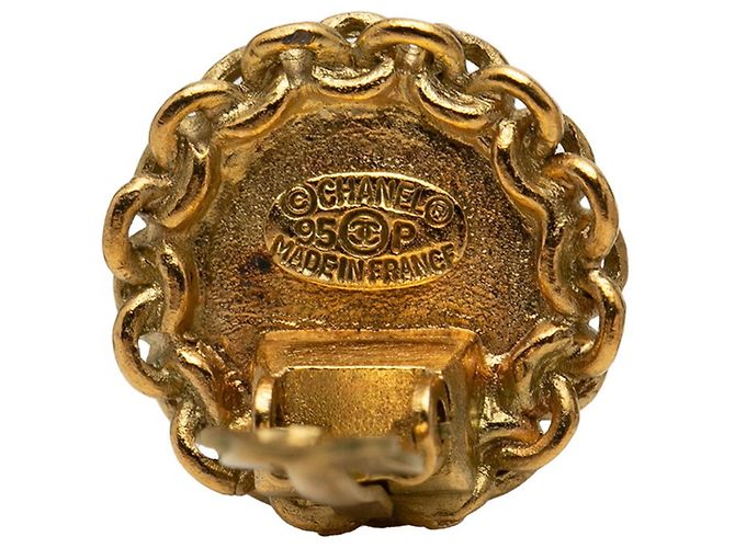 Orecchini vintage a clip Chanel Coco Mark D'oro - vista 3