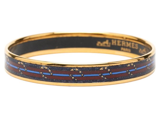 Hermès Email PM Cloisonné Armreif Golden Marineblau - Ansicht 2
