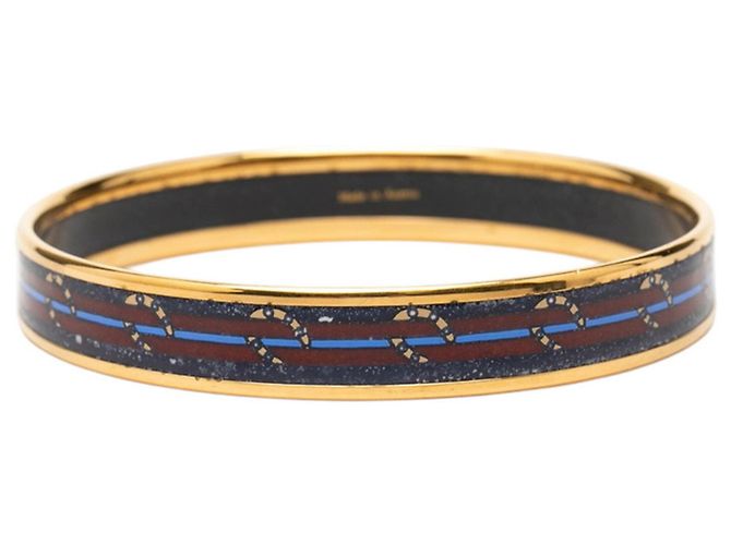 Hermès Email PM Cloisonné Armreif Golden Marineblau - Ansicht 3