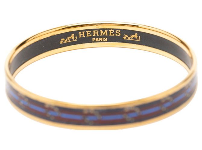 Hermès Email PM Cloisonné Armreif Golden Marineblau - Ansicht 4