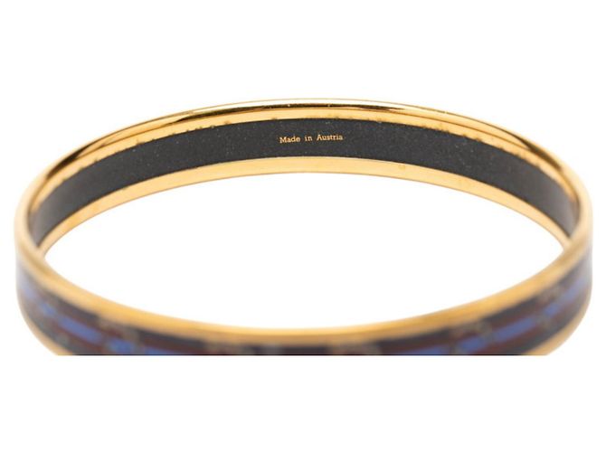 Hermès Email PM Cloisonné Armreif Golden Marineblau - Ansicht 5