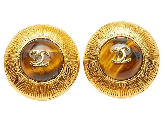 Orecchini a clip rotondi Coco Mark Vintage di Chanel D'oro Giallo - vista 2