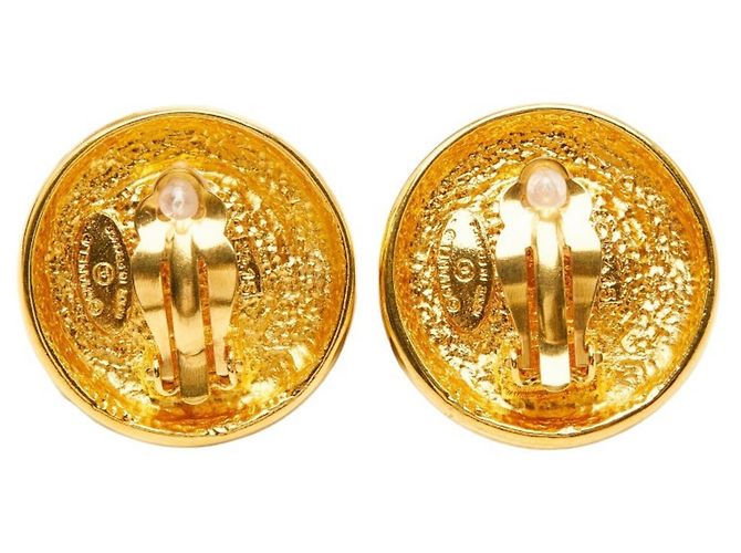 Orecchini a clip rotondi Coco Mark Vintage di Chanel D'oro Giallo - vista 3