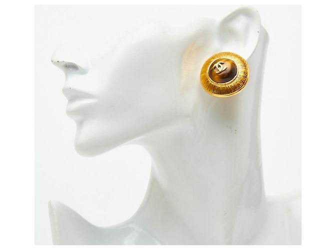 Orecchini a clip rotondi Coco Mark Vintage di Chanel D'oro Giallo - vista 5