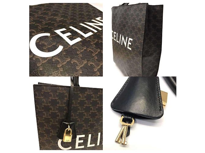 Céline Sac cabas vertical Triomphe de Celine Marron Noir - vue 5