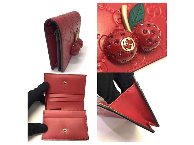 Gucci Guccissima Leder Geldbörse in Kirschrot - Ansicht 6
