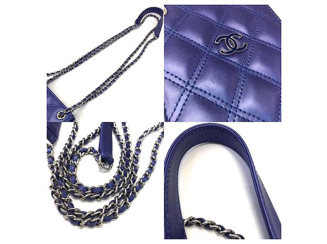 Borsa a catena Matelassé Chanel Blu - vista 5