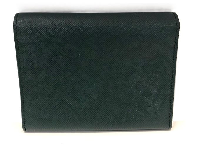 Billetera bi-fold Prada Saffiano verde - vista 2
