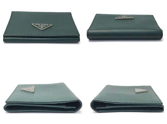 Billetera bi-fold Prada Saffiano verde - vista 4