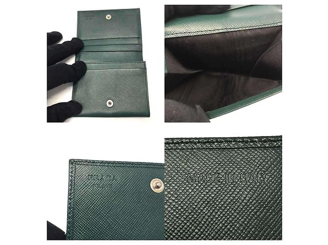 Billetera bi-fold Prada Saffiano verde - vista 5