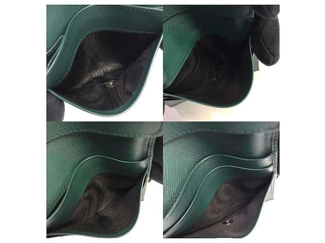Billetera bi-fold Prada Saffiano verde - vista 6