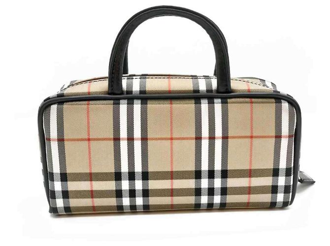 Borsa in tela e pelle beige Burberry - vista 2