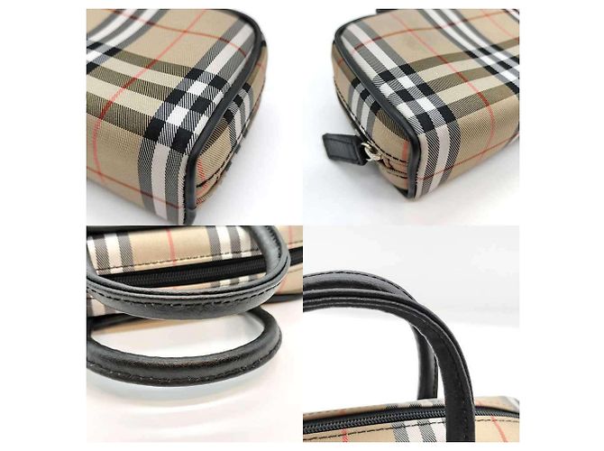 Borsa in tela e pelle beige Burberry - vista 4