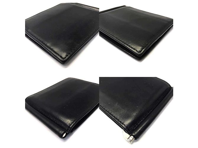 Prada Leather Money Clip Bi-fold Wallet Black - view 3