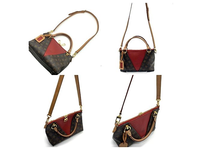 Borsa V Tote BB Monogram Louis Vuitton Marrone Rosso Fuschia Monogramma - vista 10