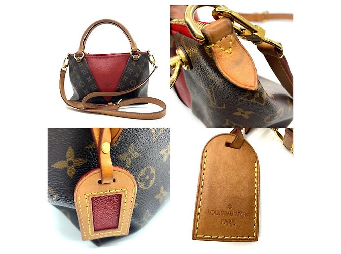 Borsa V Tote BB Monogram Louis Vuitton Marrone Rosso Fuschia Monogramma - vista 9