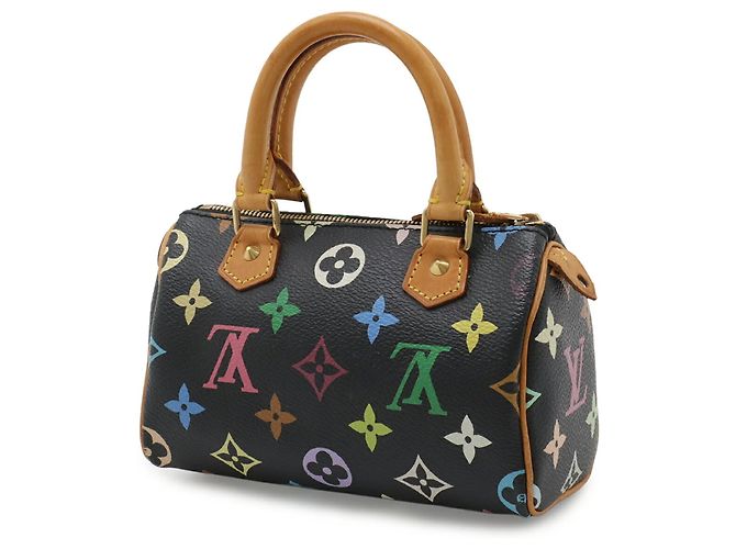 Louis Vuitton Monogram Multicolor Mini Speedy Handbag Pouch Black Multiple colors - view 3