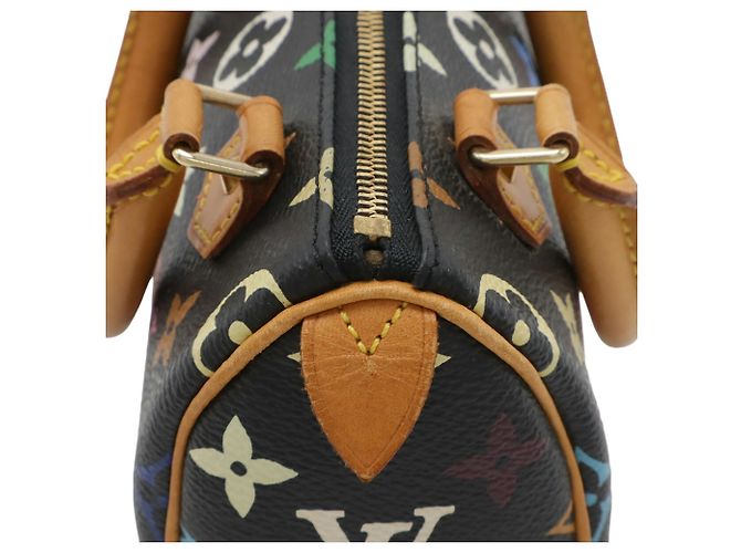 Louis Vuitton Monogram Multicolor Mini Speedy Handbag Pouch Black Multiple colors - view 5