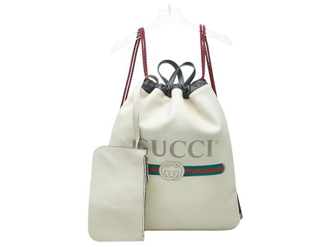 Gucci Sherry Line Drawstring Backpack Cream - view 9