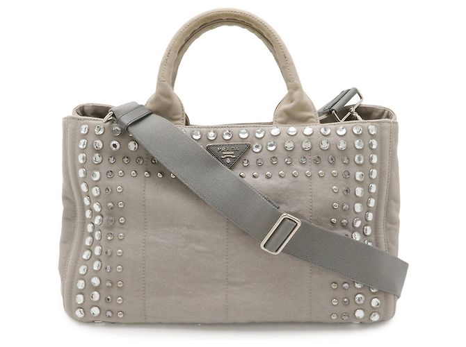 Borsa Tote Canapa Gioiello di Prada Grigio - vista 2