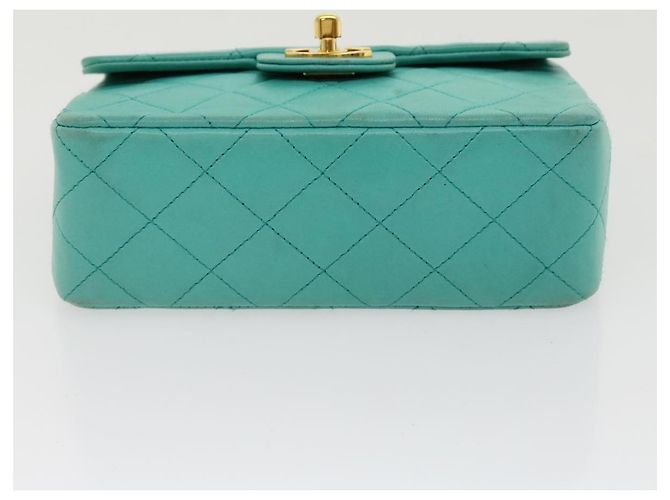 Chanel Square Classic Single Flap Quilted Lambskin Mini Blu - vista 6