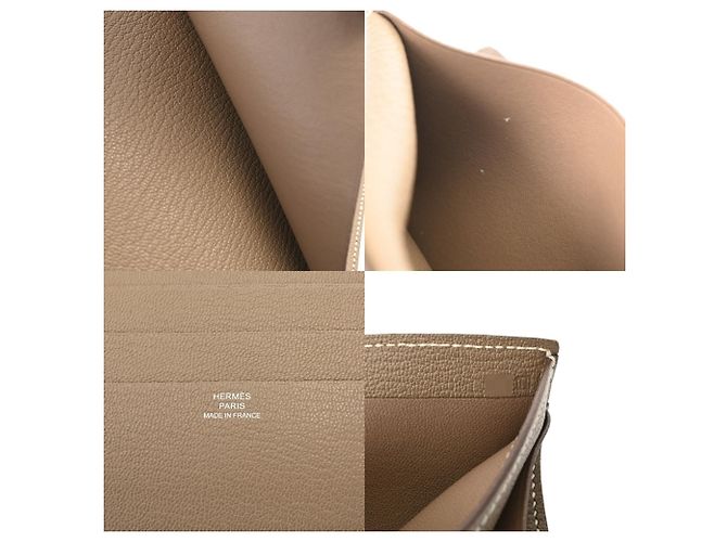 Billetera Compacta Evelyne de Hermès en Gris Etoupe Gris pardo - vista 11
