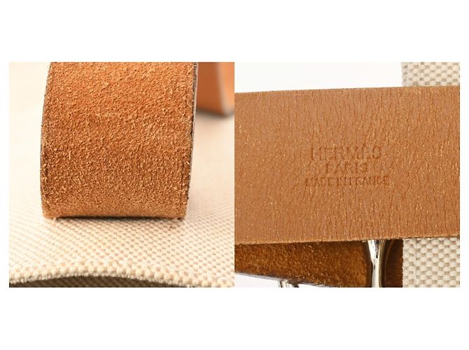 Borsa tote Hermès Etrivière oro ecru D'oro Crudo - vista 11