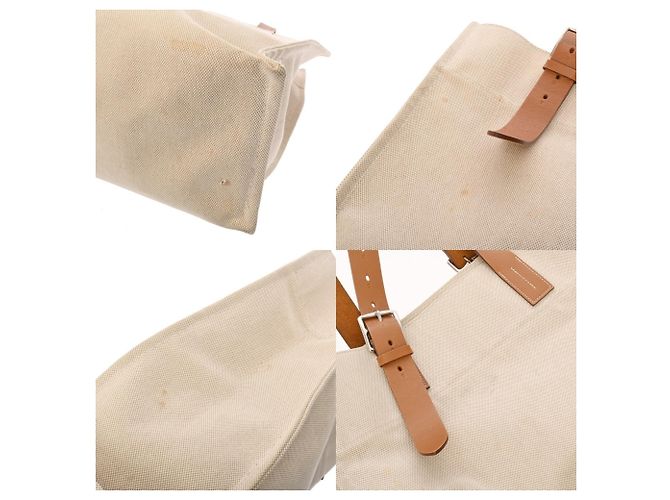 Borsa tote Hermès Etrivière oro ecru D'oro Crudo - vista 8
