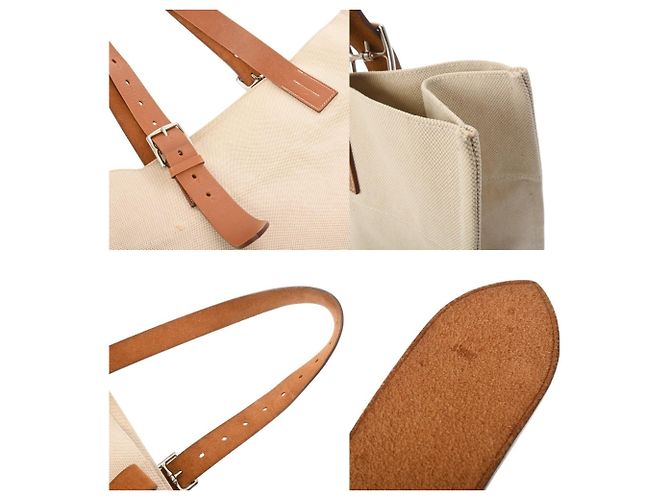 Borsa tote Hermès Etrivière oro ecru D'oro Crudo - vista 9