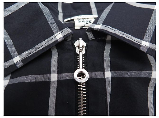 Kelly Hermès NUOVA GIACCA HERMES CON ZIP LOGO CALECHE A QUADRI 34 XS COTONE Blu navy - vista 10