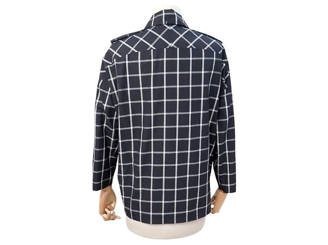 Kelly Hermès NUOVA GIACCA HERMES CON ZIP LOGO CALECHE A QUADRI 34 XS COTONE Blu navy - vista 3