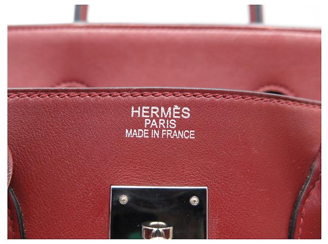 Hermès SAC A MAIN HERMES BIRKIN 35 TOILE BEIGE ET CUIR SWIFT ROUGE 2007 HAND BAG PURSE - vue 16