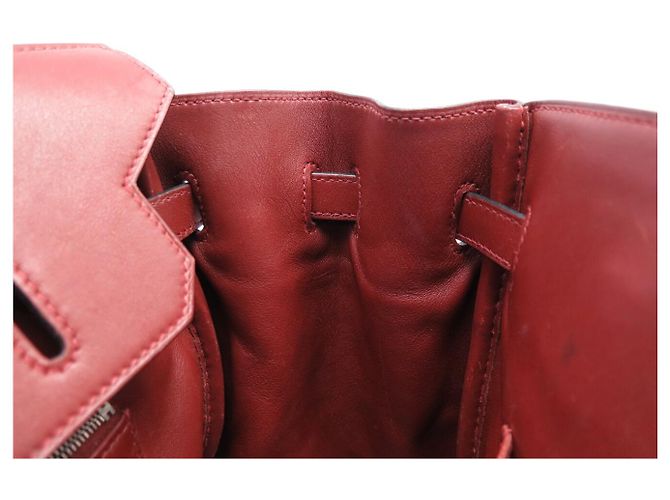 Hermès SAC A MAIN HERMES BIRKIN 35 TOILE BEIGE ET CUIR SWIFT ROUGE 2007 HAND BAG PURSE - vue 18