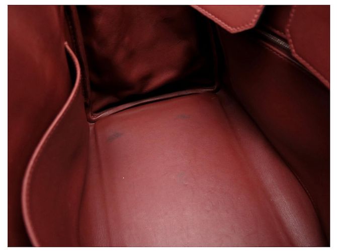 Hermès SAC A MAIN HERMES BIRKIN 35 TOILE BEIGE ET CUIR SWIFT ROUGE 2007 HAND BAG PURSE - vue 23