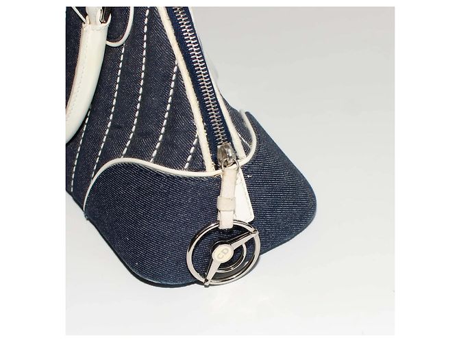 Borsa Christian Dior Montaigne Chris 1947 Bianco Blu - vista 7