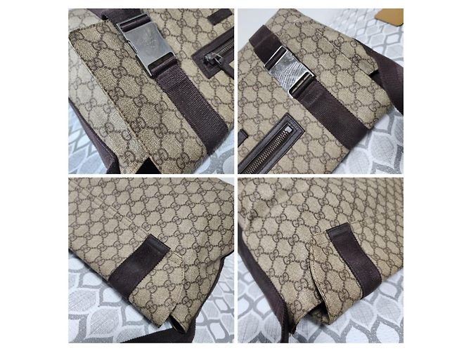 GUCCI GG Plus Monogram Umhängetasche mit doppelter Schnalle Beige/Braun - Ansicht 10