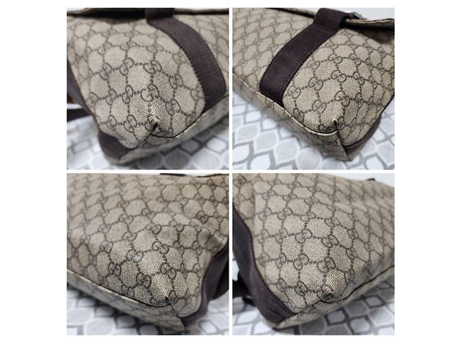 GUCCI GG Plus Monogram Umhängetasche mit doppelter Schnalle Beige/Braun - Ansicht 12