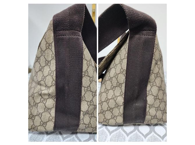 GUCCI GG Plus Monogram Umhängetasche mit doppelter Schnalle Beige/Braun - Ansicht 9