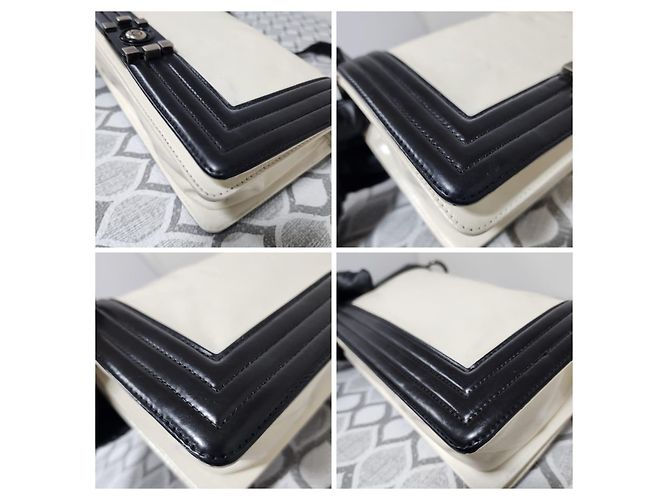 Borsa Boy Medium con Chiusura Chanel Crema/Nera Nero Crudo - vista 12