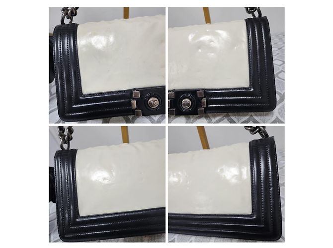 Borsa Boy Medium con Chiusura Chanel Crema/Nera Nero Crudo - vista 7