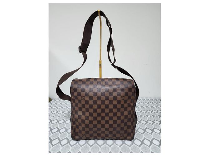 LOUIS VUITTON Borsa Messenger Naviglio in Tela Damier Marrone - vista 3