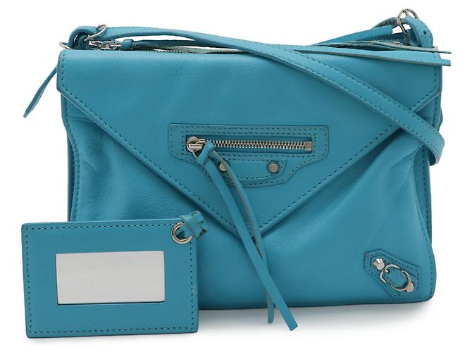Borsa Clutch Balenciaga Paper Triple XS Turchese - vista 2