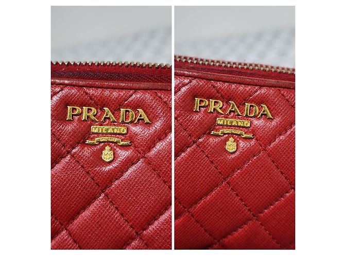 Prada Quilted Leather Zippy Wallet Red - view 4