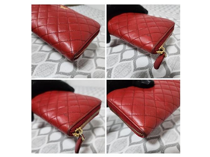 Prada Quilted Leather Zippy Wallet Red - view 7