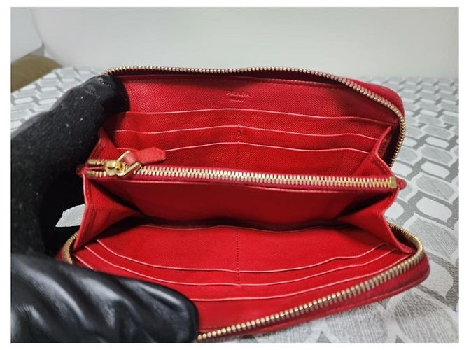 Prada Quilted Leather Zippy Wallet Red - view 8