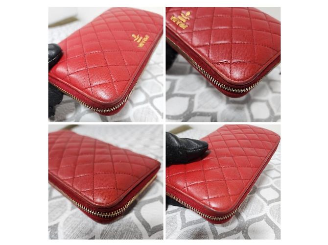 Prada Quilted Leather Zippy Wallet Red - view 9